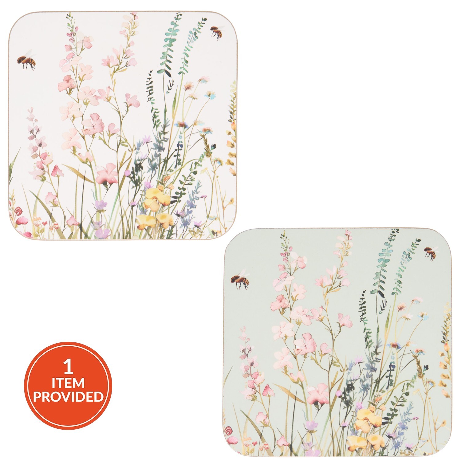 Image of Set of 6 Floral Bees Coasters