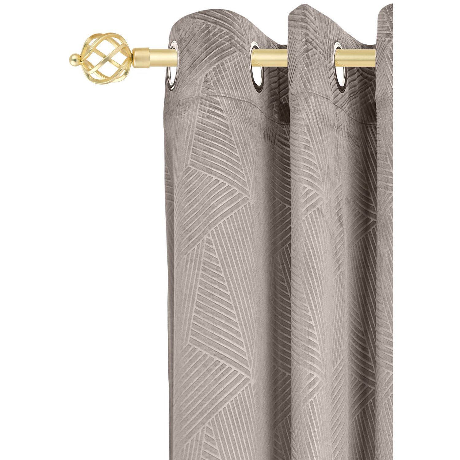 16-19mm Cage Extendable Eyelet Metal Curtain Pole Set - Gold 120cm