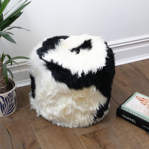 Black and White Filled Sheepskin Pouffe