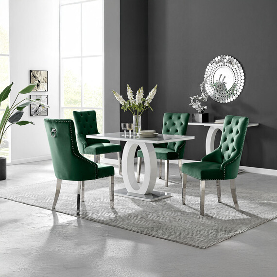 Giovani 4 Grey Dining Table And 4 Belgravia Chairs