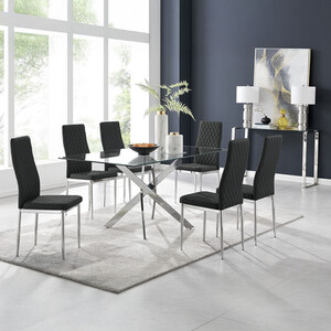 Leonardo Dining Table With Six Milan Chairs Dining Set