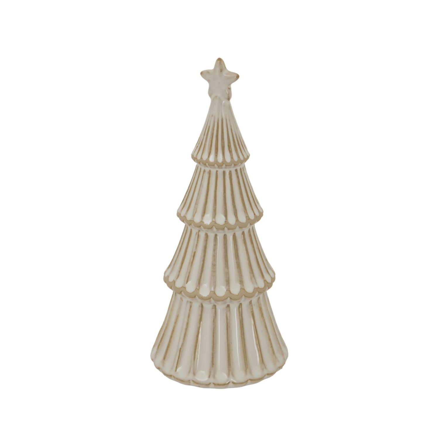 Medium Alora Ceramic Snowy Tree With Star Winter Decor - Brown