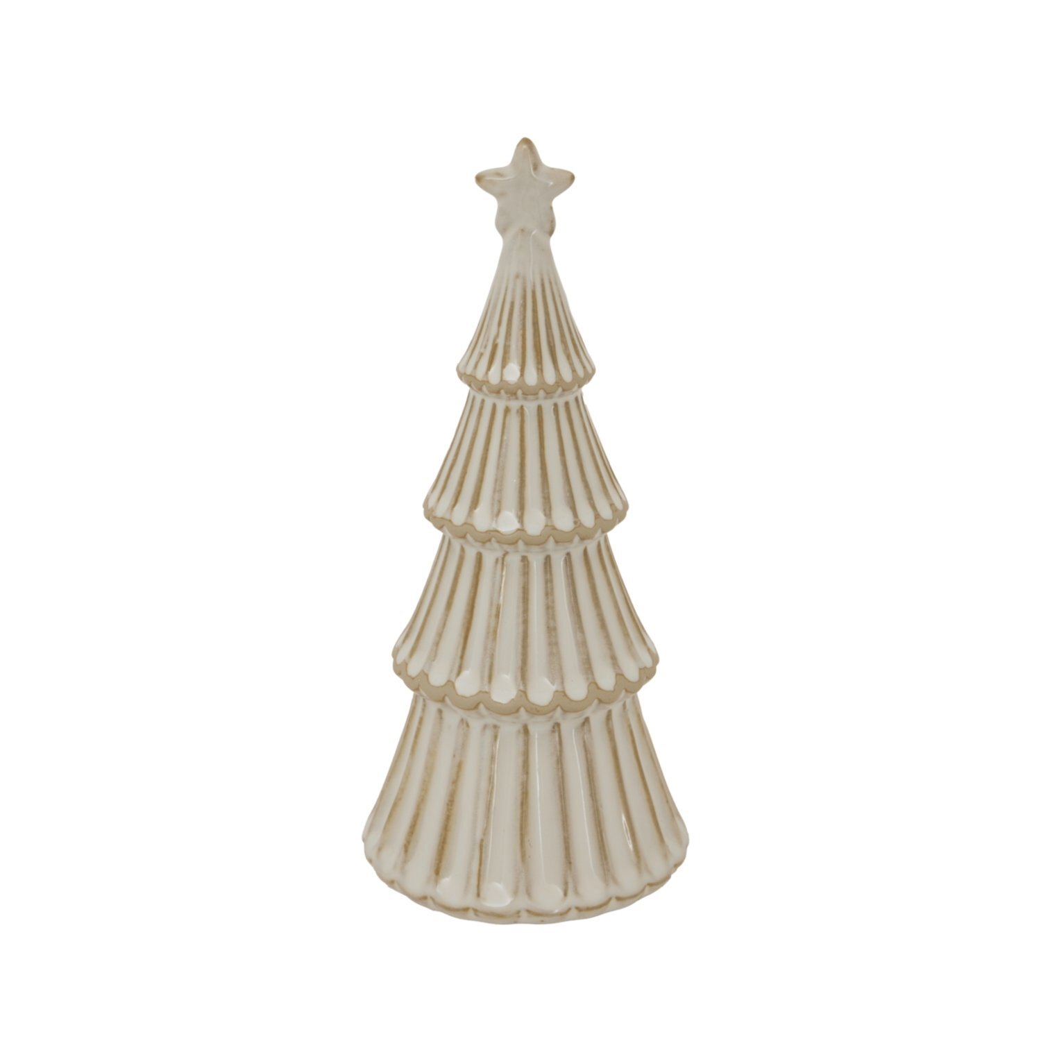 Medium Alora Ceramic Snowy Tree With Star Winter Decor - Brown