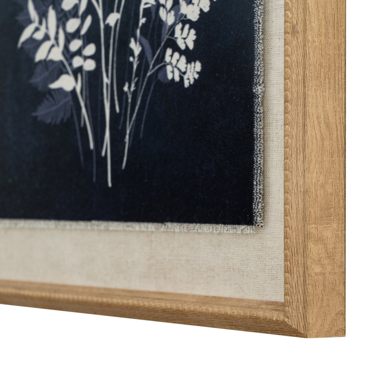 Flora Fauna Beaded Frame Linen Botanical Wall Art - Brown