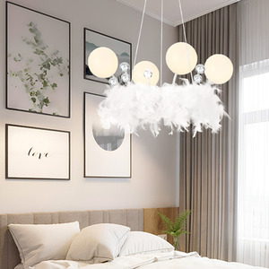 Elegant Feather Crystal Ball LED Chandelier
