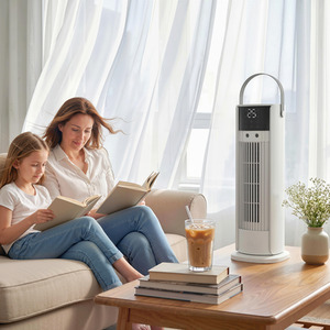 HOMCOM Tower Fan 16 Inch Mist Desktop Fan with RGB Lights