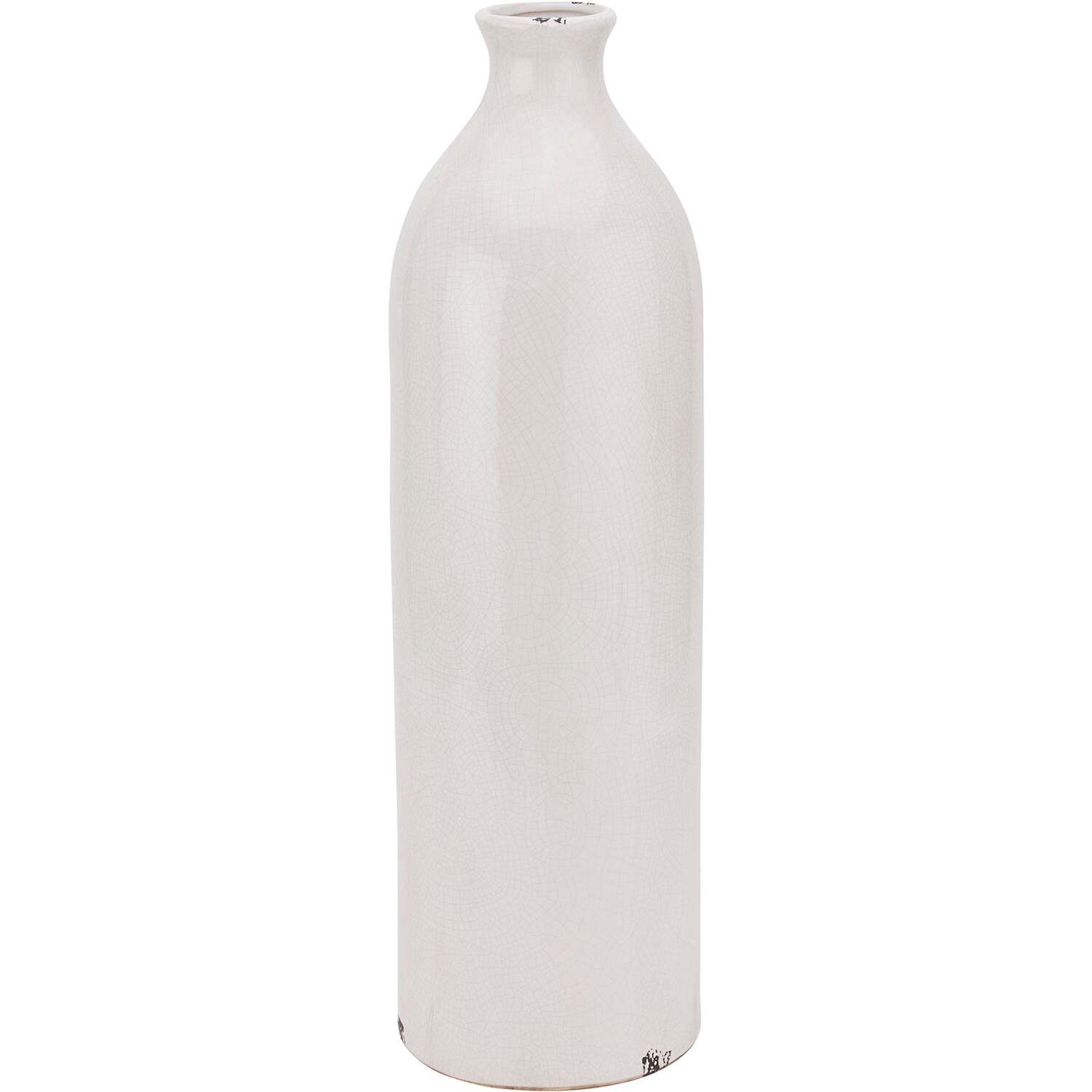 Wyld Haus Sagebloom Crackle-glazed Tall Ceramic Bottle Vase Soft Cream - White