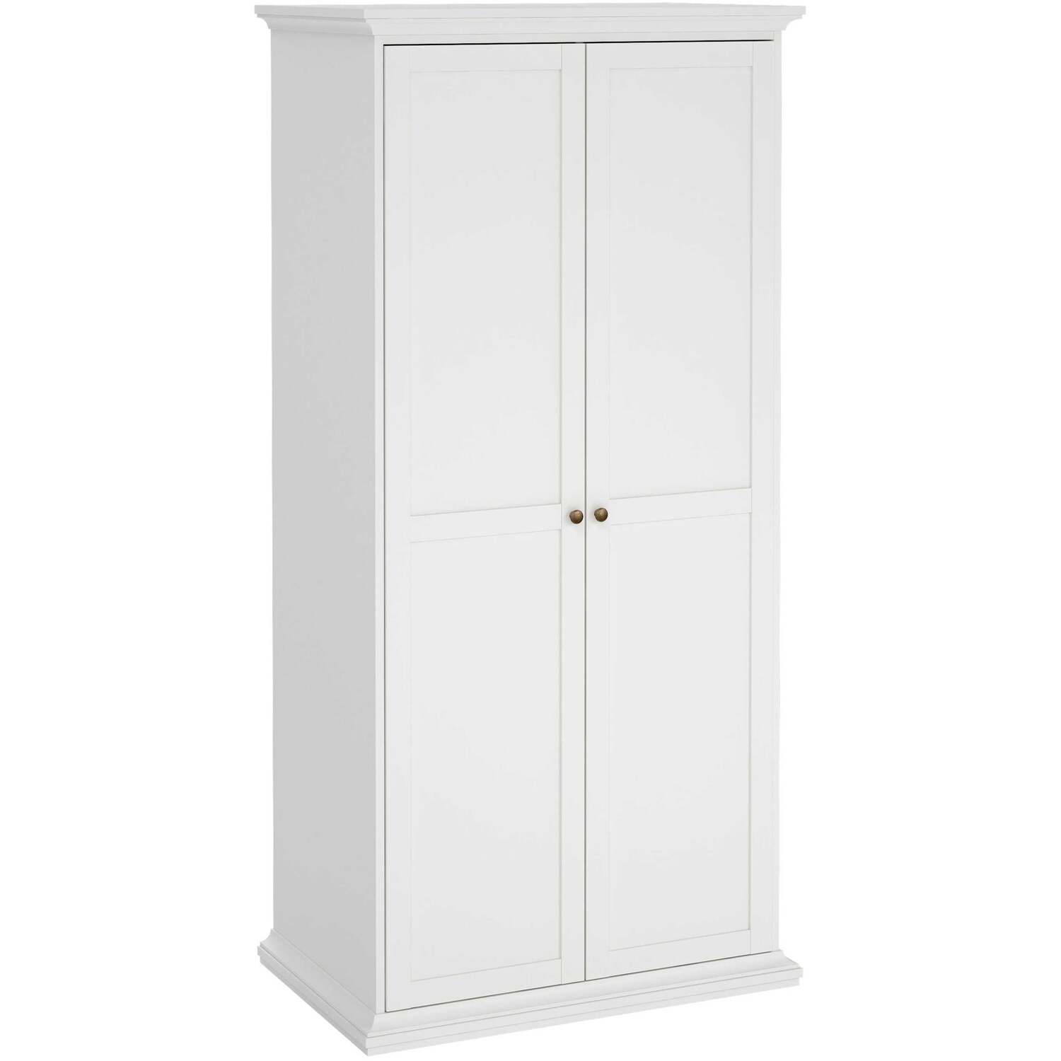Wyld Haus Osaka Farmhouse Slim White 2-Door Wooden Wardrobe - White