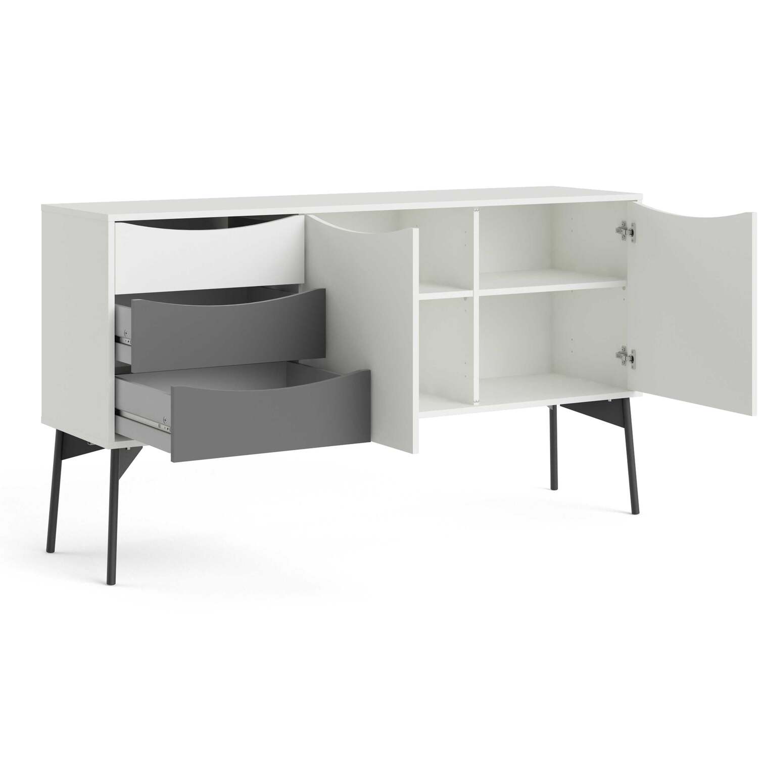 Wyld Haus Nordborg Grey and White Sideboard - 2 Doors, 3 Drawers - Grey