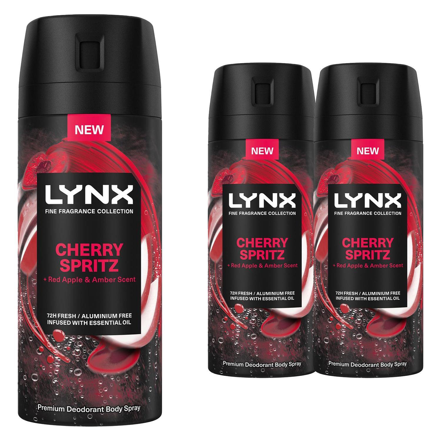 Lynx Fine Fragrance Cherry Spritz Body Spray 150ml 3 Pack Mens Deodorant 72H - Image 5