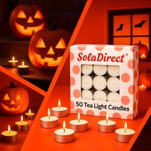 8 Hour Tealights Pack of 50 - Long Burn White Unscented Smokeless Candles
