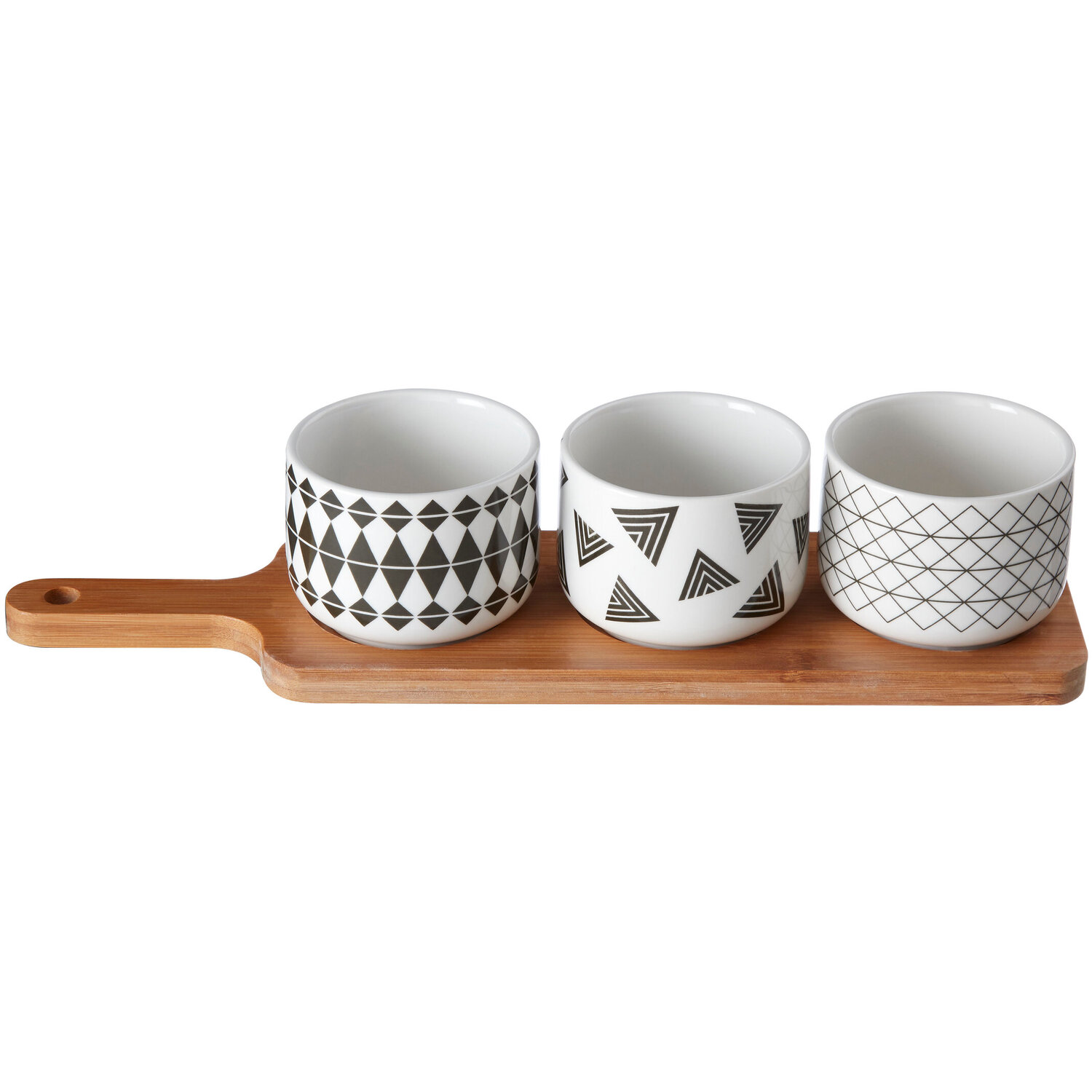 Soiree Serving Board With Patterned Dishes - White