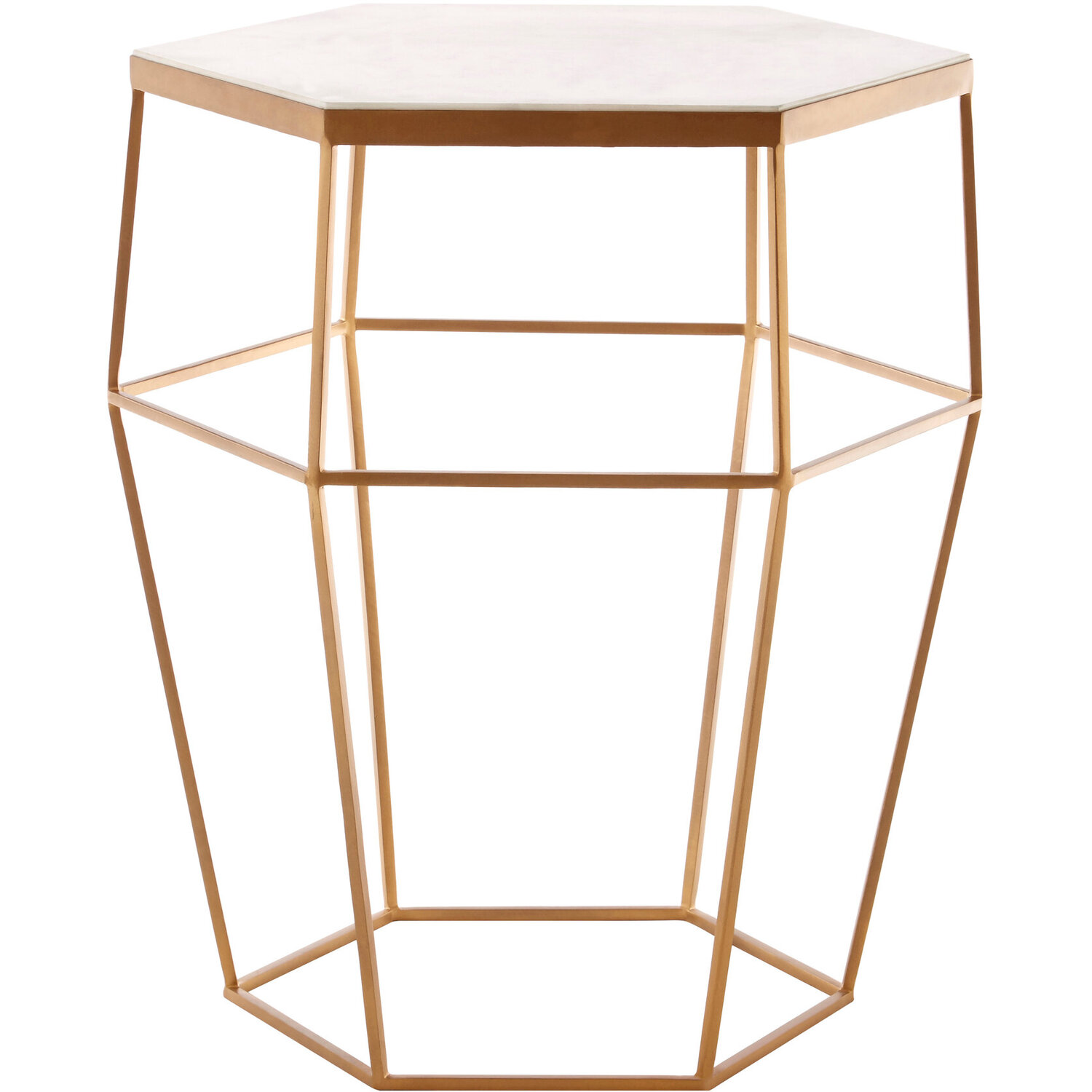 Shalimar Hexagonal Marble Top Side Table - Gold