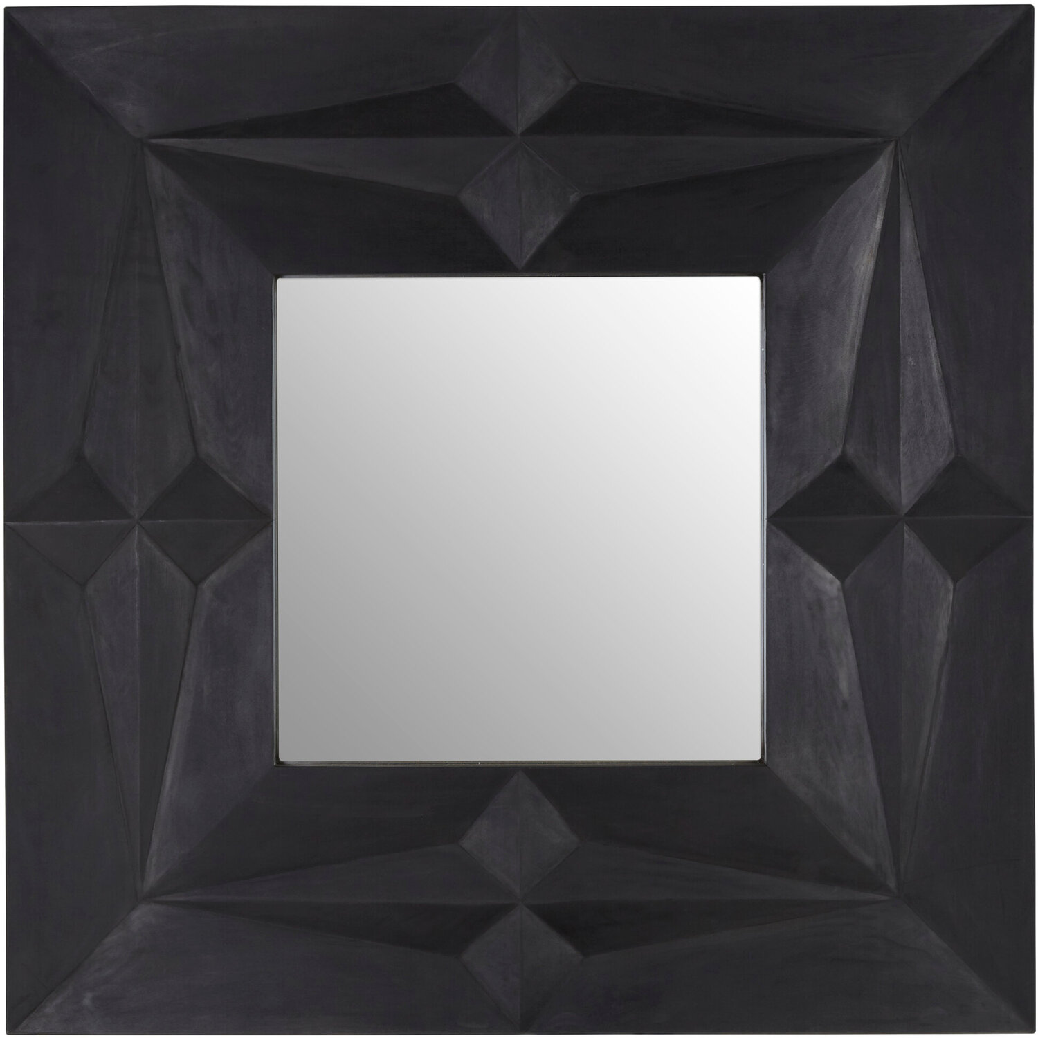 Zariah Gold Finish Art Deco Wall Mirror - Black