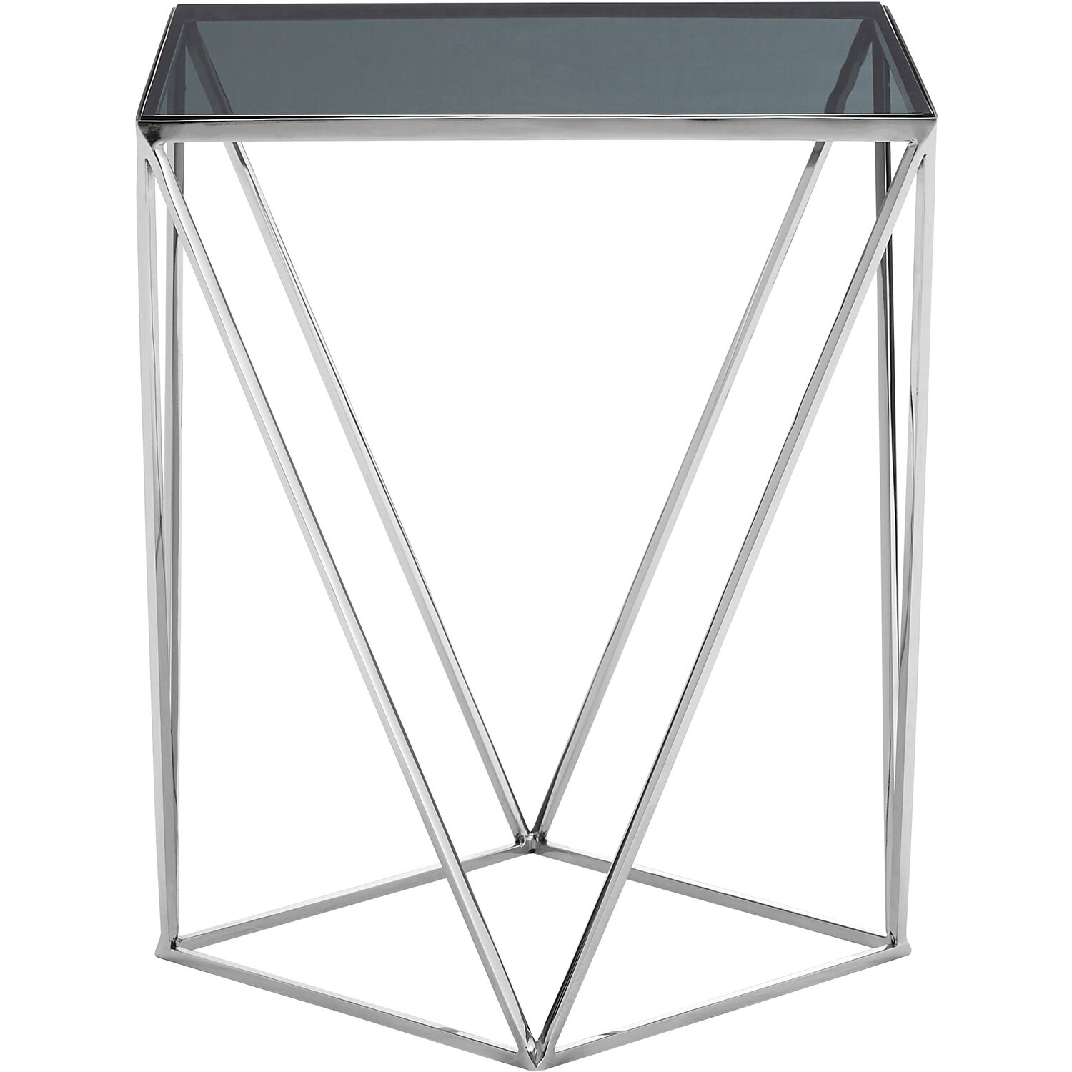 Shalimar Square Top and Quadrilateral Base Side Table - Silver