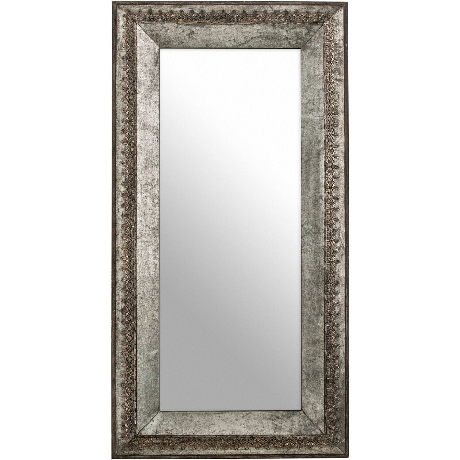 Jalal Black Metal Frame Round Wall Mirror - Grey