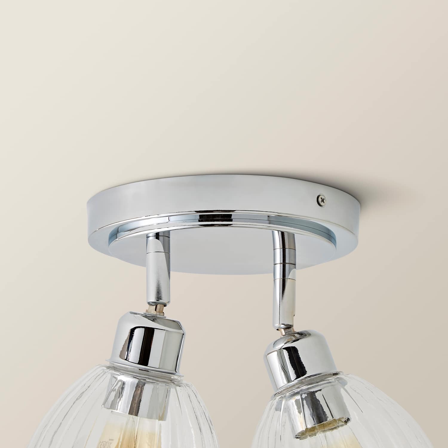 Valuelights Cheltenham 2 Way Adjustable Ceiling Spotlight With Ribbed Shades - Brushed Chrome / 0