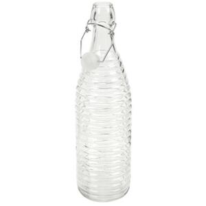 1L Clear Lined Design Glass Swing Lid Bottle - Set of 3