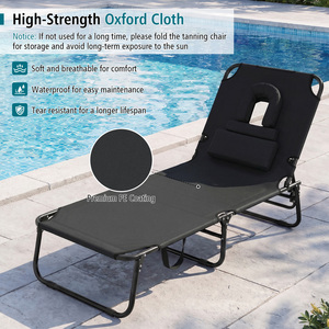 Portable Sunbathing Chair with 4-Level Backrest