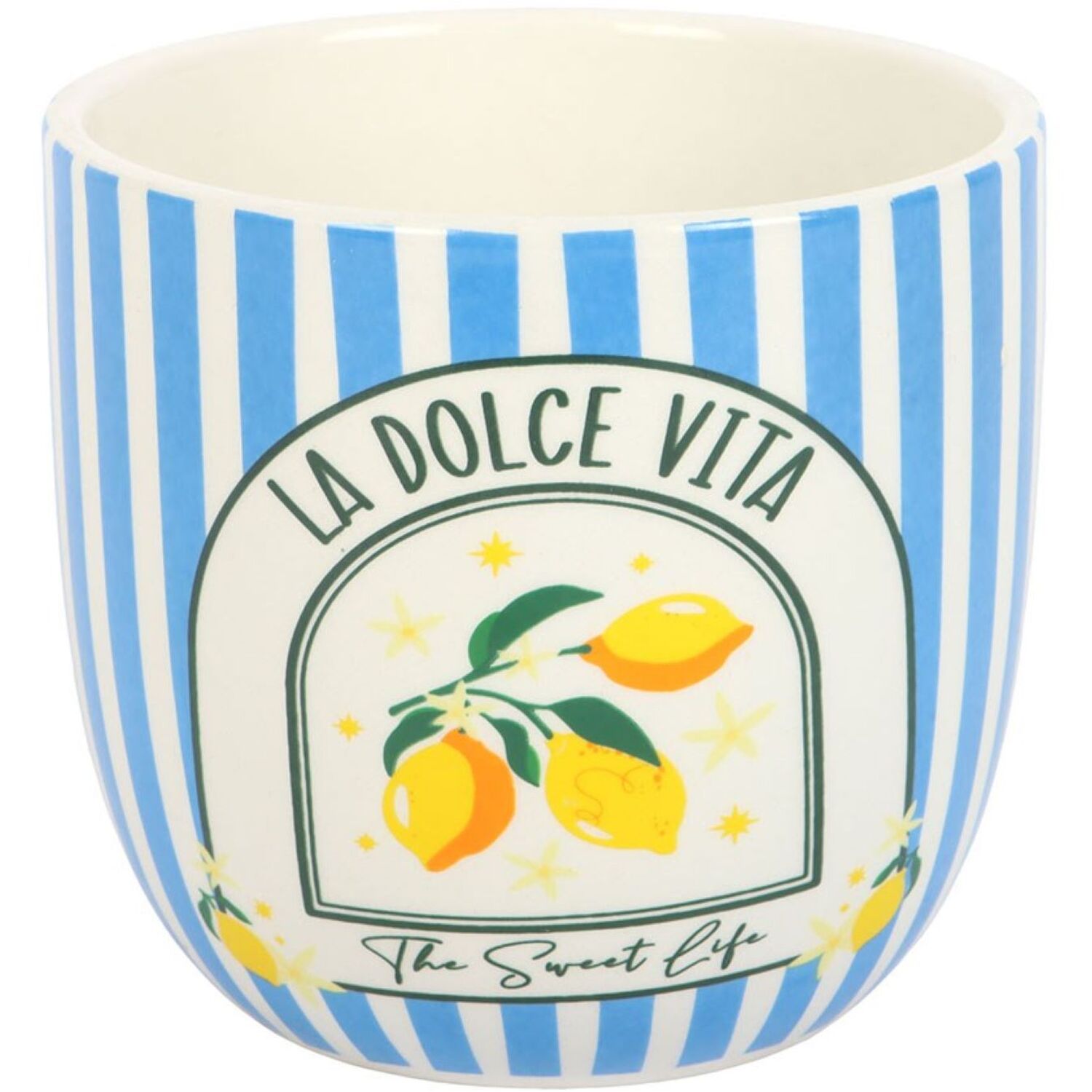 Blue Striped La Dolce Vita Plant Pot | Ceramic Indoor Planter Pot - Image 5