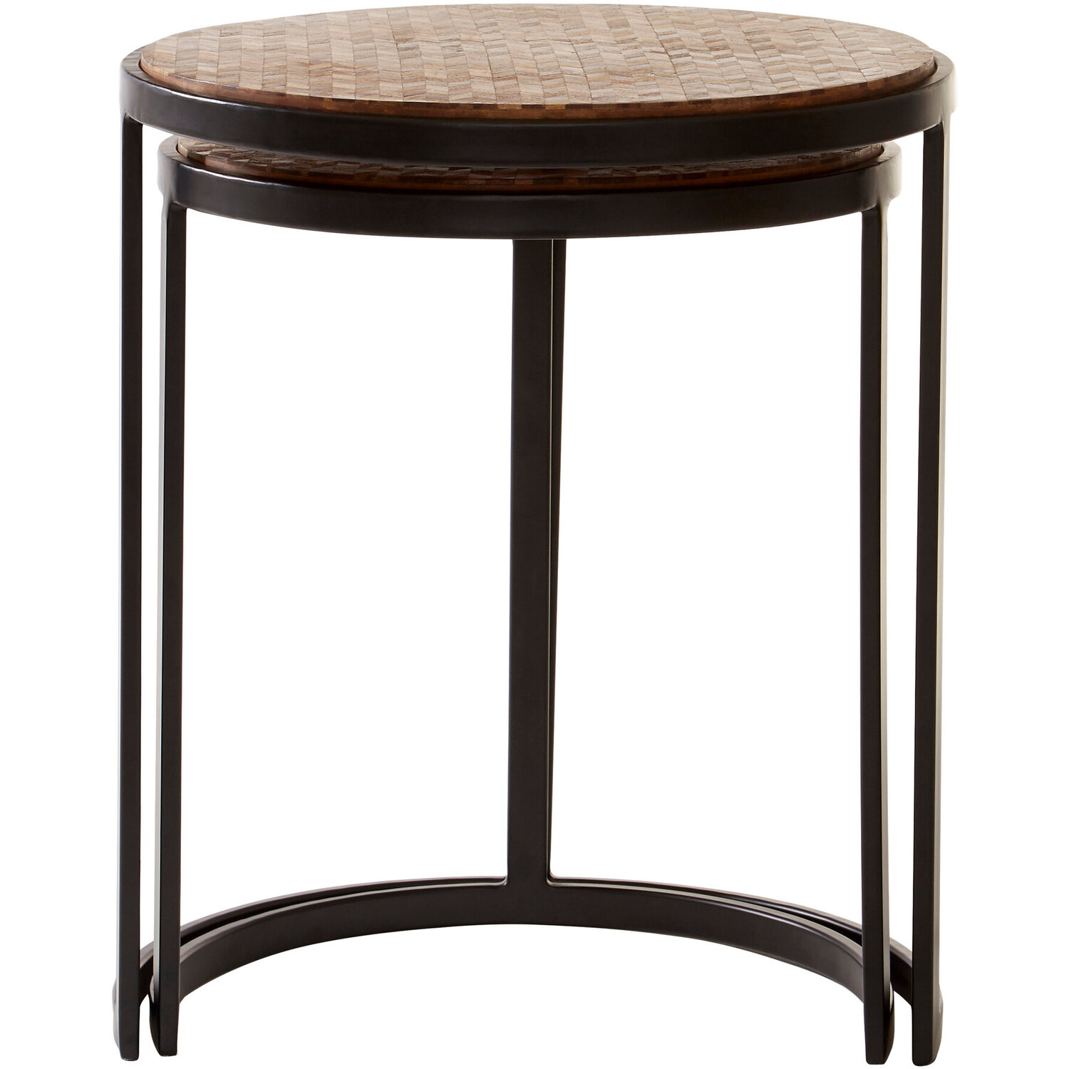 Halle Set of Two Chevron Design Nesting Tables - Natural