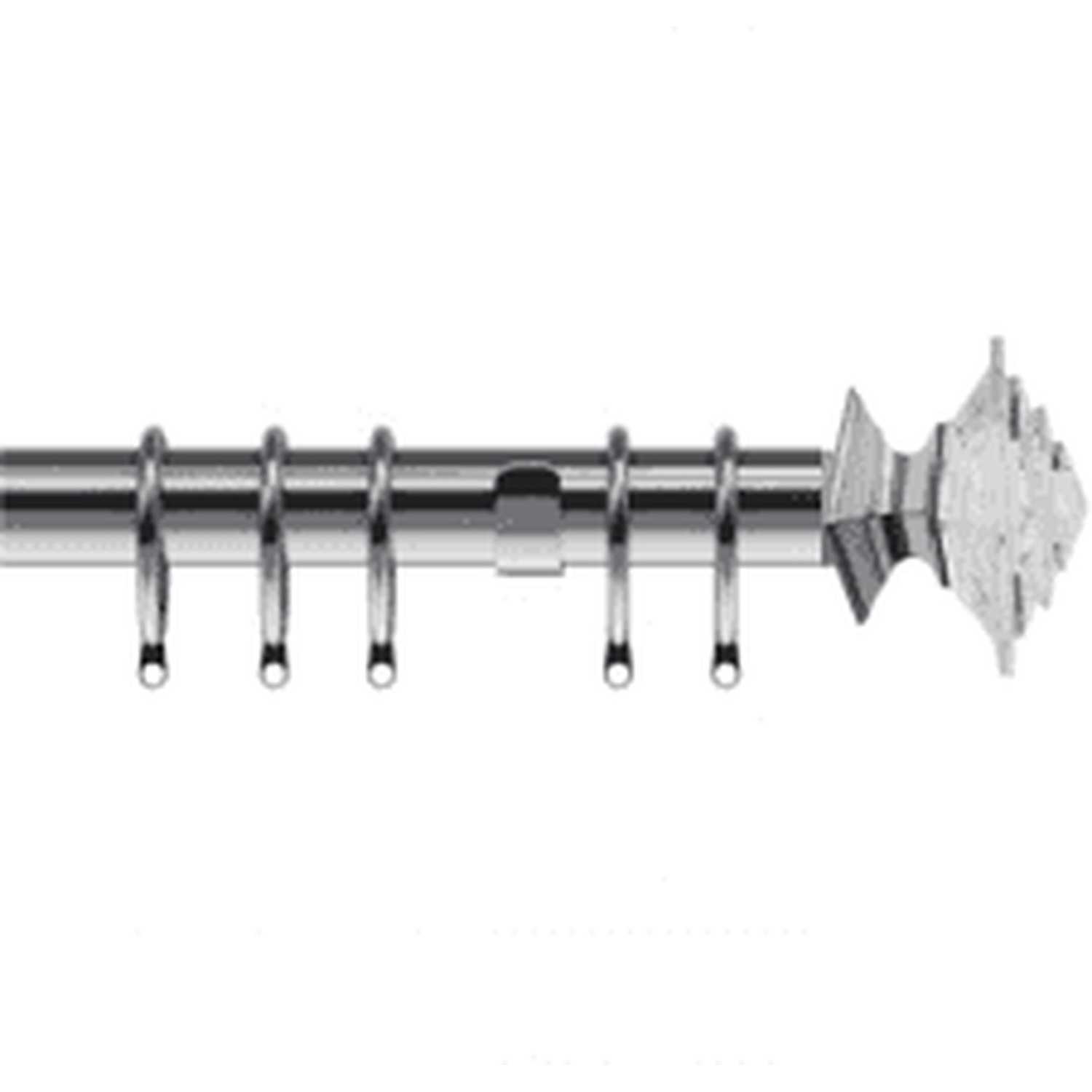 35mm Fixed Length Metal Curtain Pole Set Satin Silver Luxe Aztec Finial - Silver / 75cm