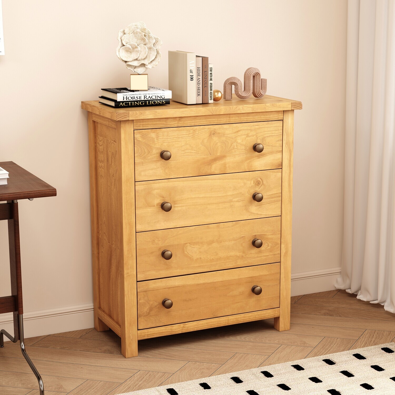 Cabinet Bits Lugo 4 Drawer Petite Chest - Brown / Brass