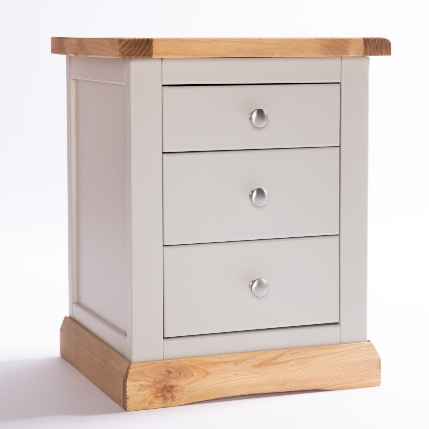 Cabinet Bits Bomporto 3 Drawer Bedside Cabinet - Grey / Chrome Knob