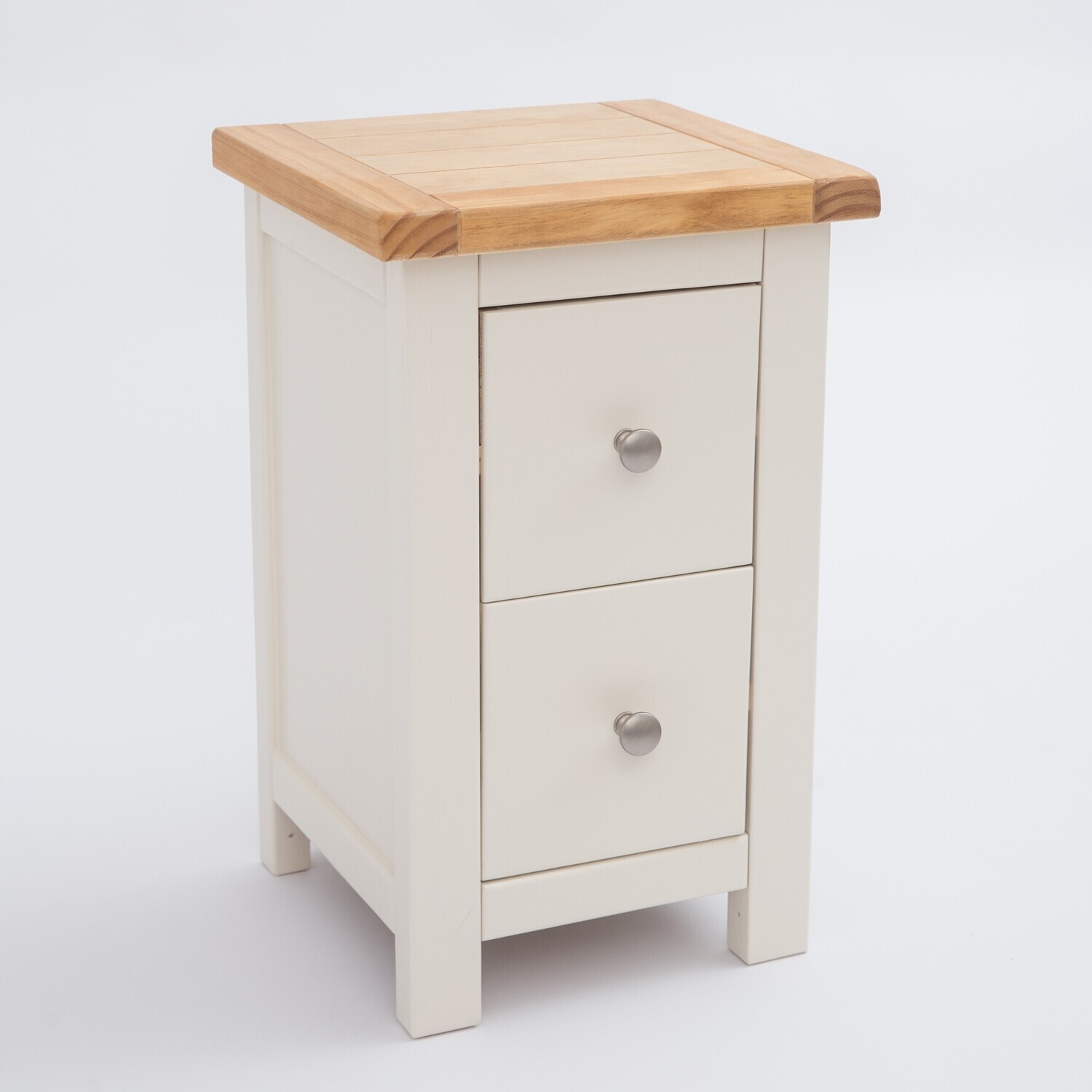 Cabinet Bits Maggiori 2 Drawer Petite Bedside Cabinet - White / Chrome Knob