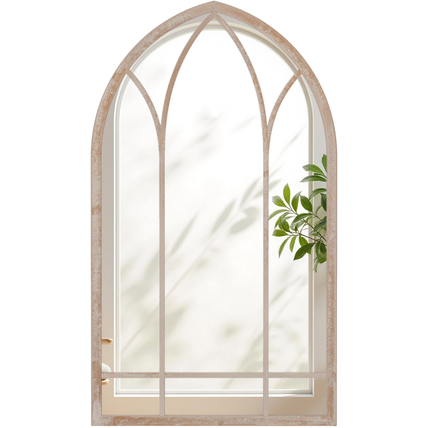 Costway Arched Farmhouse Wall Mirror - Grey