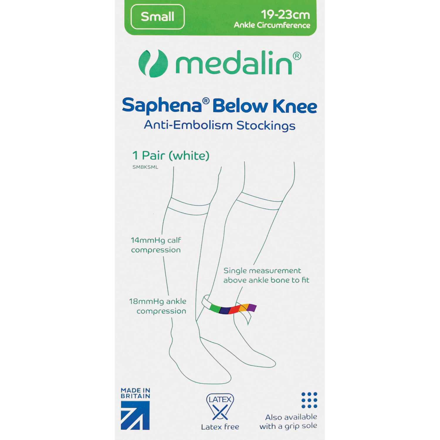 Medalin 2 Pairs Graduated Compression Below Knee Anti Embolism Socks - White / Xl
