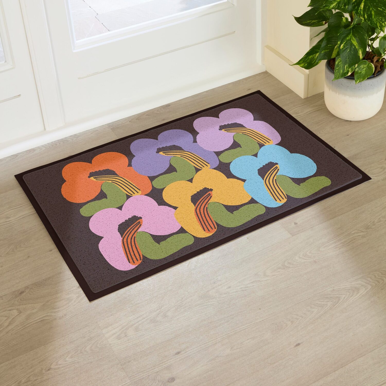 Artsy Mats Elizabeth Olwen Chunky Flowers Indoor/Outdoor Doormat (90X60cm) - Multi / 90 X 60Cm