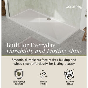 1700mm x 760mm Premium Rectangular Shower Tray - White