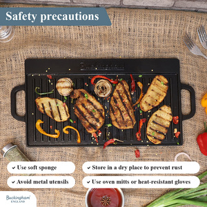 Buckingham Pre-Seasoned Cast Iron Reversible Grill Plate 51 cm x 23 cm