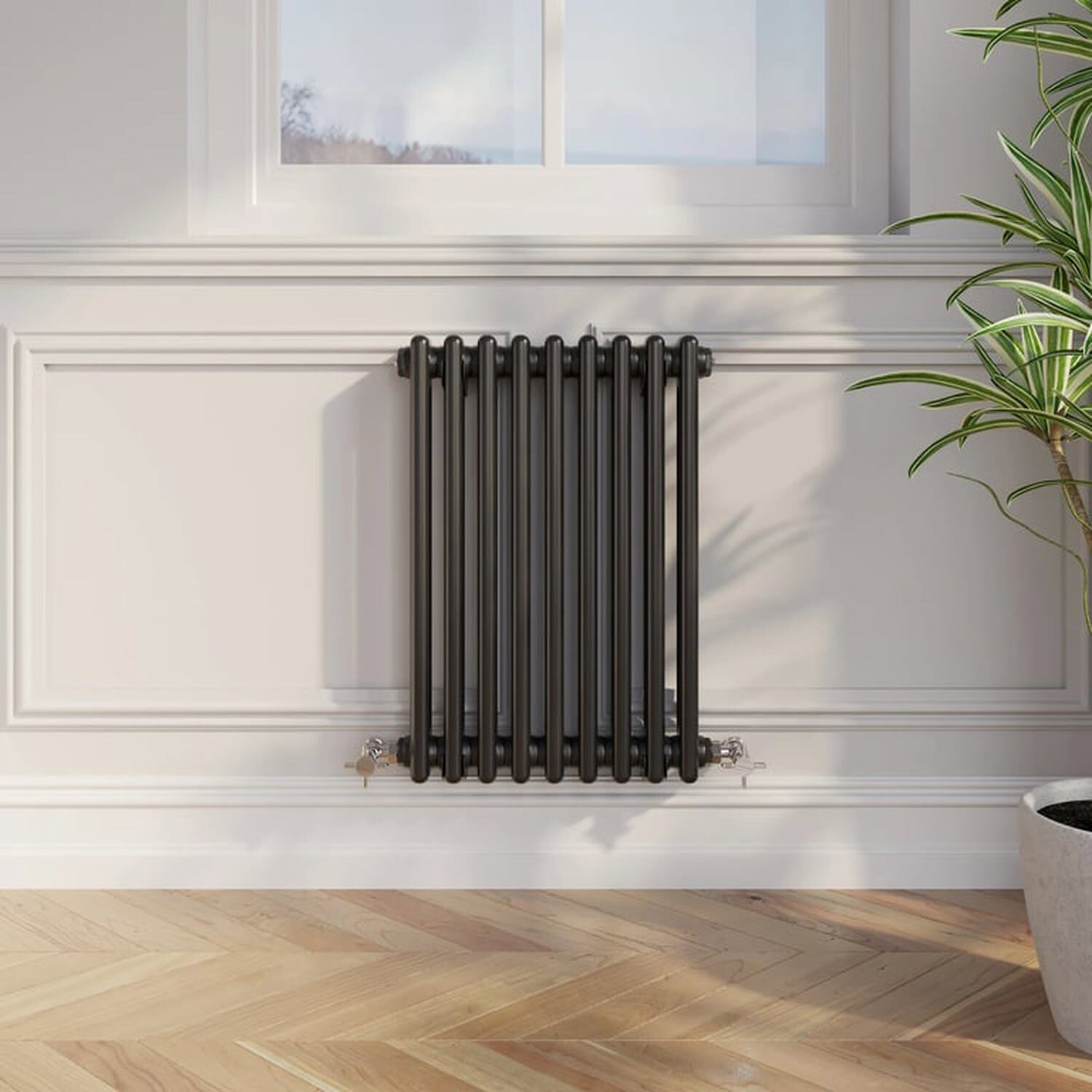 Temprazo Traditional Colosseum Double Bar Column Radiator Black 300 X 425Mm - Black / 425Mm / 70Mm / 600Mm