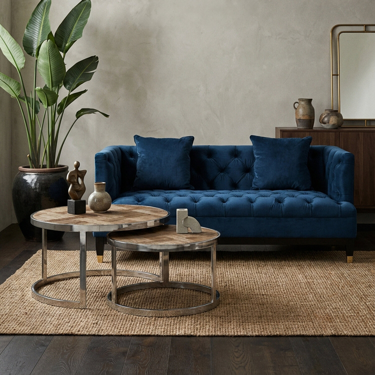 Fifty Five South Mitra Nest Of 2 Tables - Brown