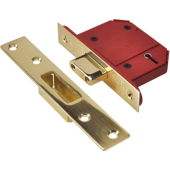 UNION StrongBOLT 2105S 5-lever mortice deadlock polished brass 68 x 89mm