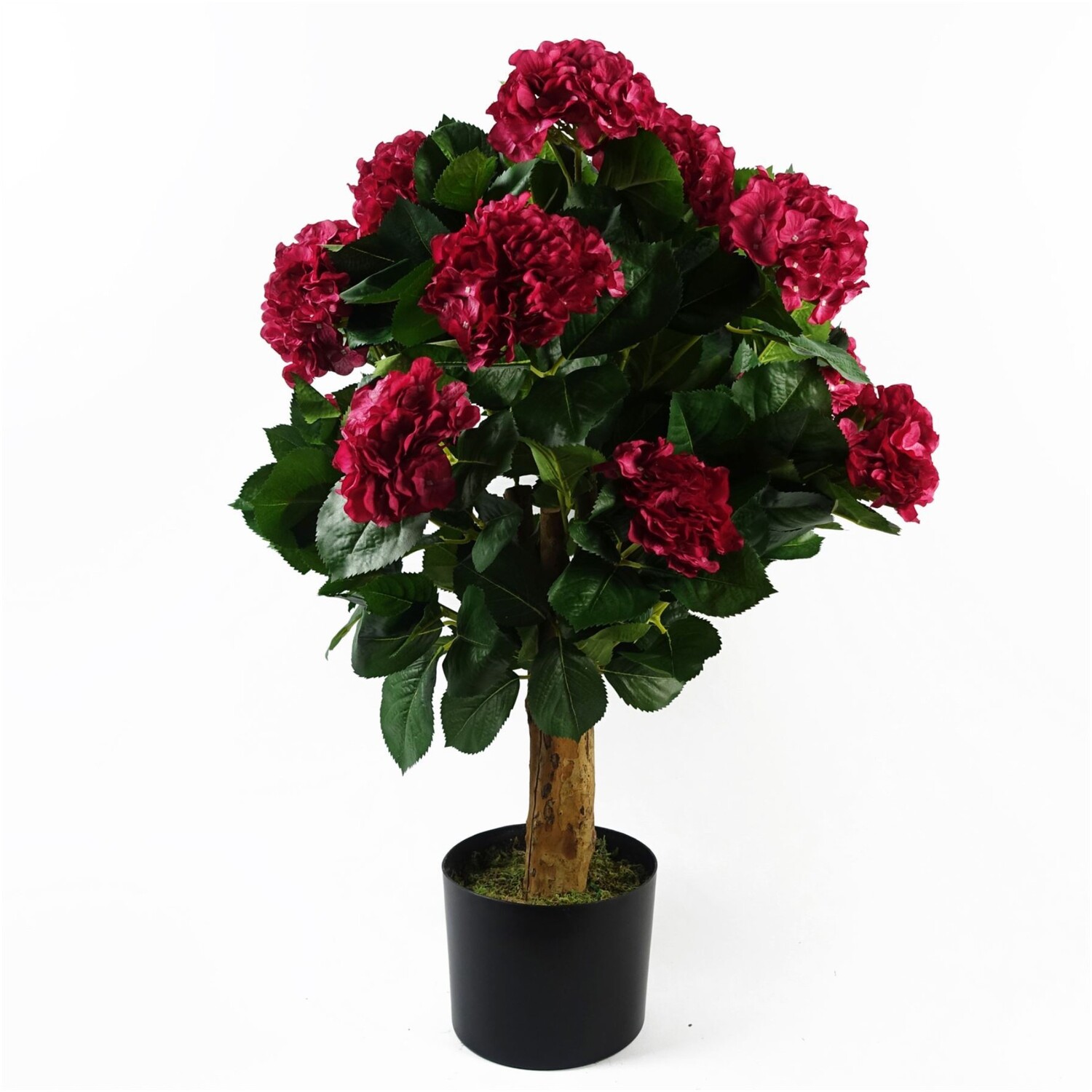 Artificial Hydrangea Bush 75cm Potted Indoor Flower Decor - Dark Pink