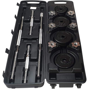Modern Fitness Adjustable Cast Iron Dumbbell & Barbell Set