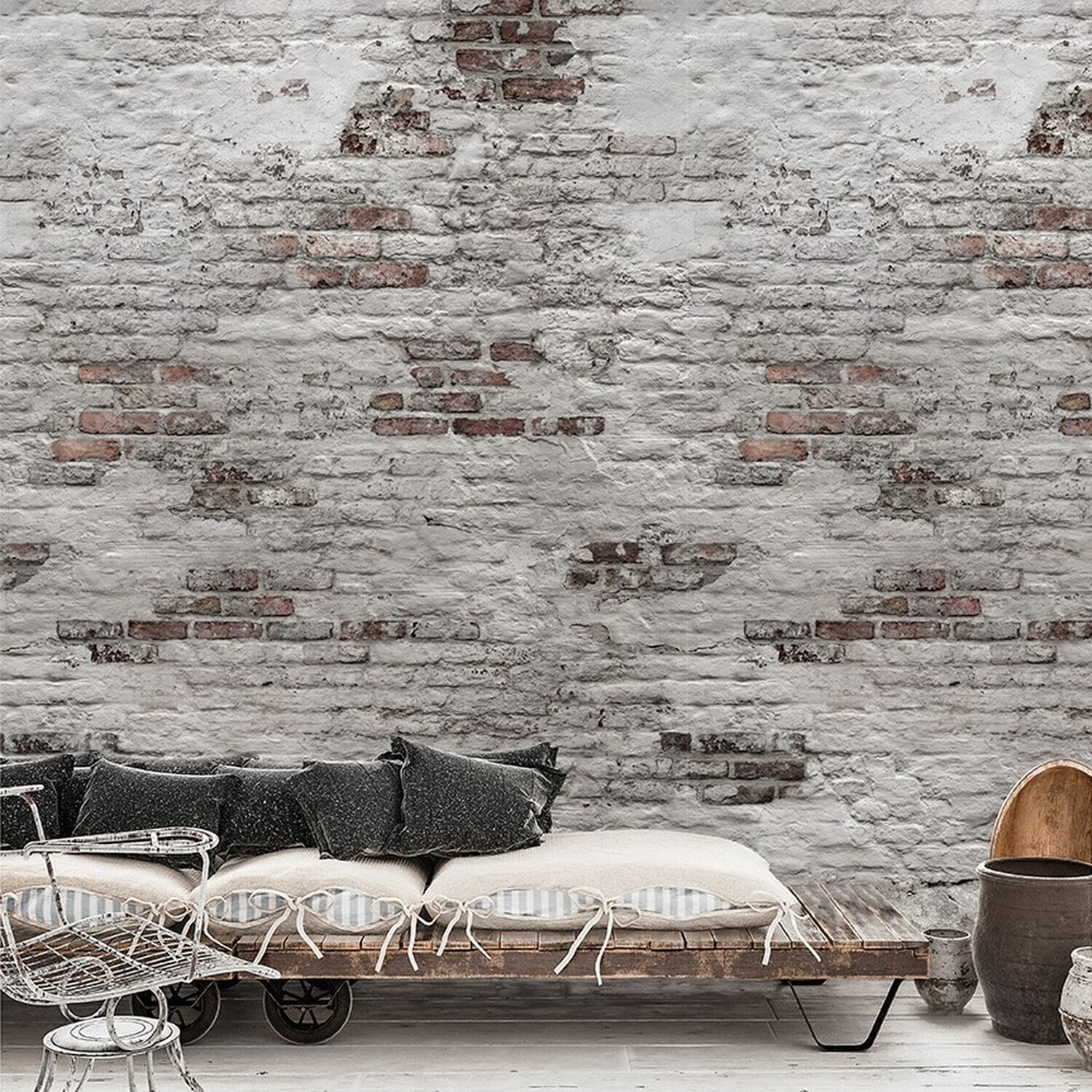 Grandeco Brick Grey and Red 3 Lane Wall Mural - Image 5