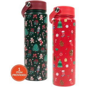 Cute Xmas Print Vacuum Bottle with Lid