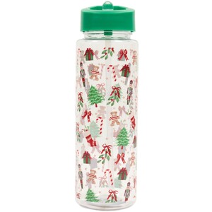 Christmas Print Bottle with Straw