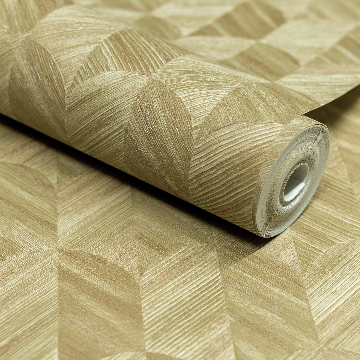 Grandeco Boutique Amber Art Deco Geo Embossed Wallpaper - Green