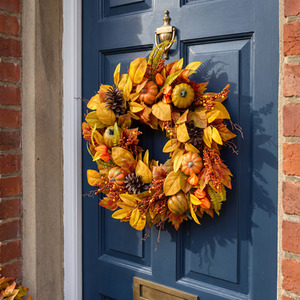26in Prelit Cedar Autumn Wreath with Warm White Battery Operated LED Lights