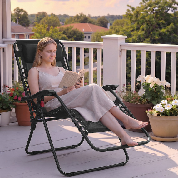 SONGMICS Set of 2 Zero Gravity Chairs, Folding Sun Loungers