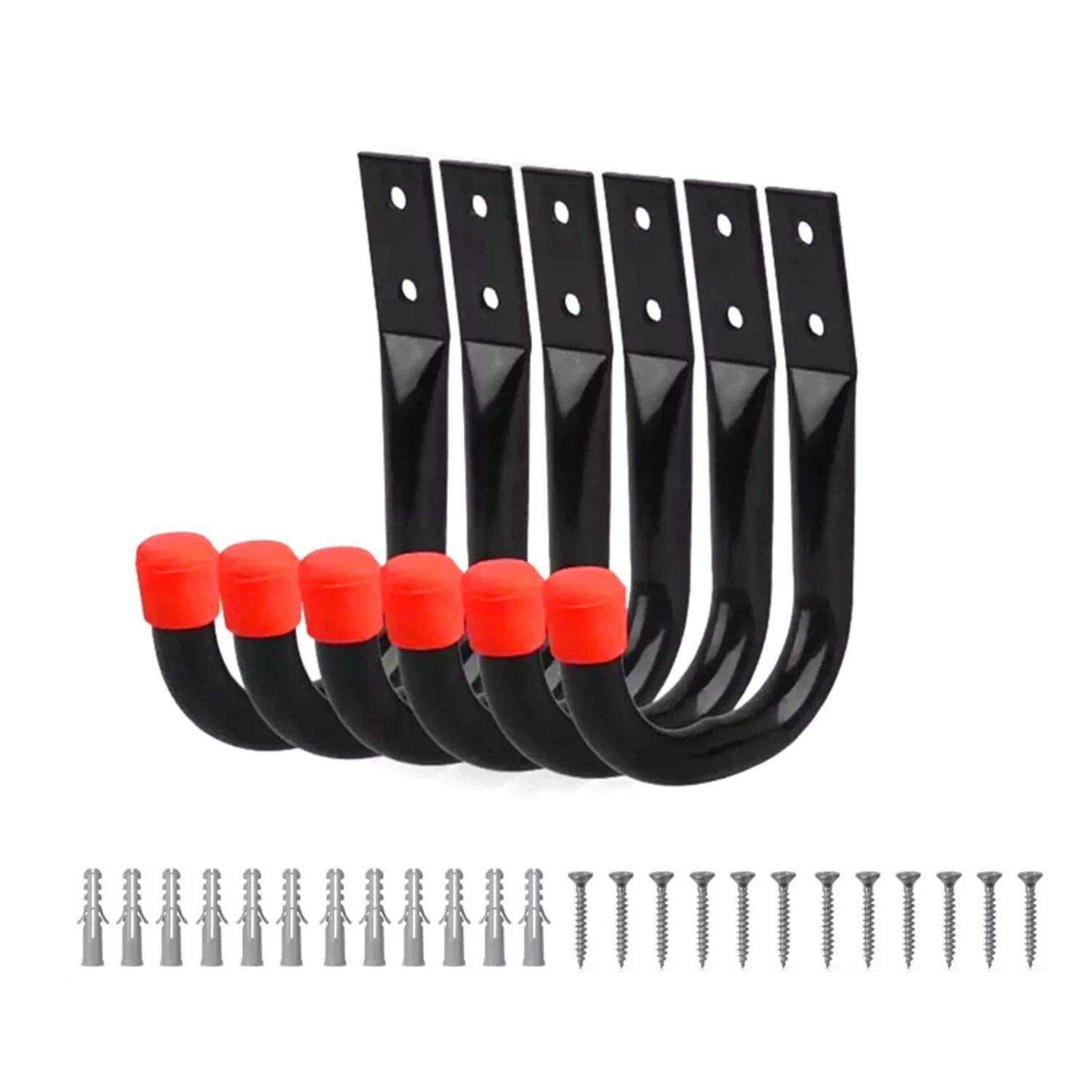 Kdmk 6Pack Heavy Duty Wall Mount Steel Utility Hooks Organizer - Black