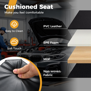 2 in 1 Rolling Folding Creeper Seat with Universal Wheels-Yellow