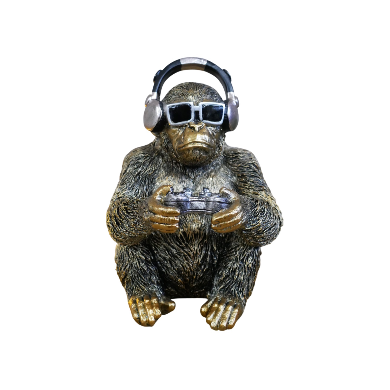 B&Q -  Cool Bronze Gamer With Headphones Gorilla Ornament - Image 4