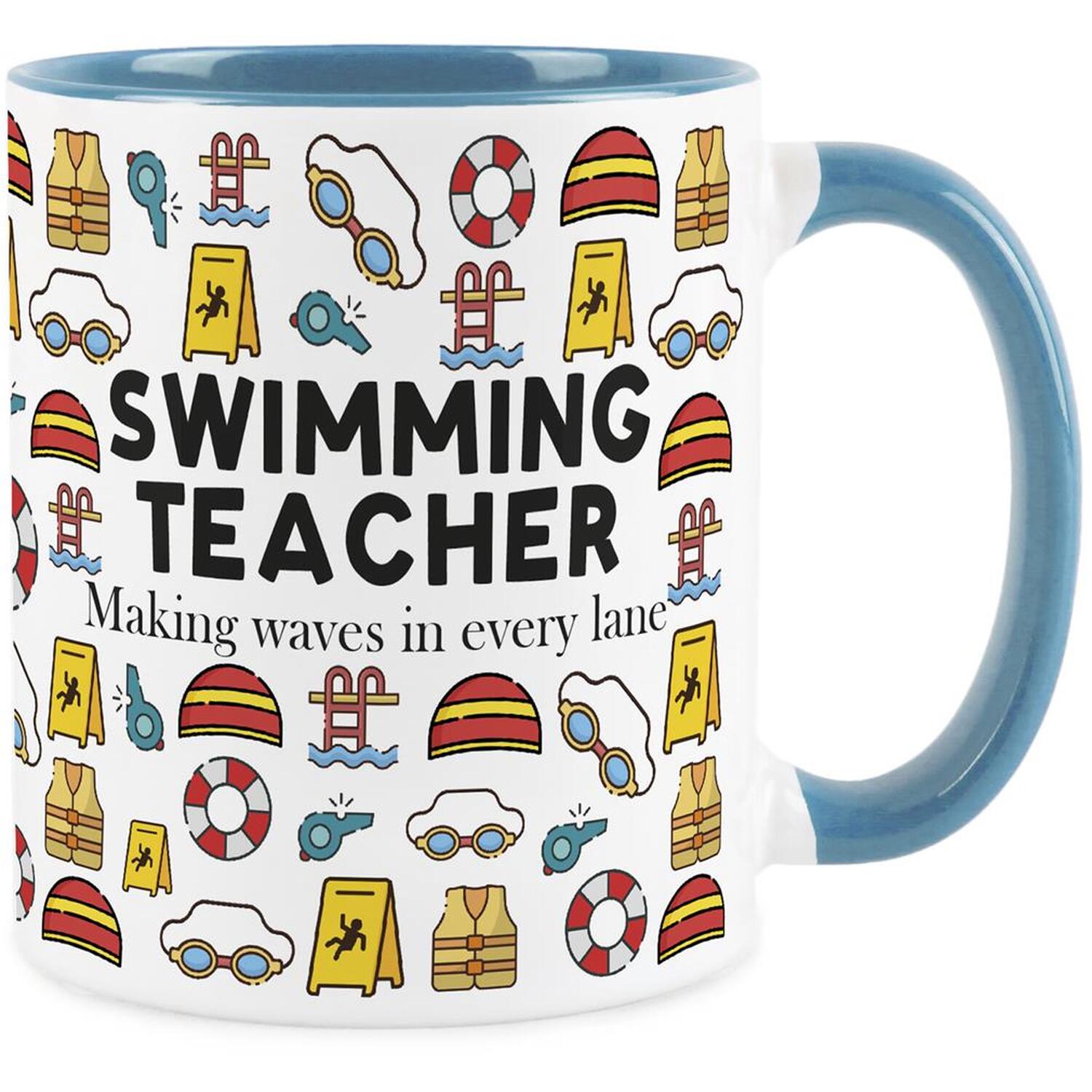 Swimming Teacher Mug - Funny Novelty Job Gifts - Tea/Coffee Blue Ceramic Cup - Image 2