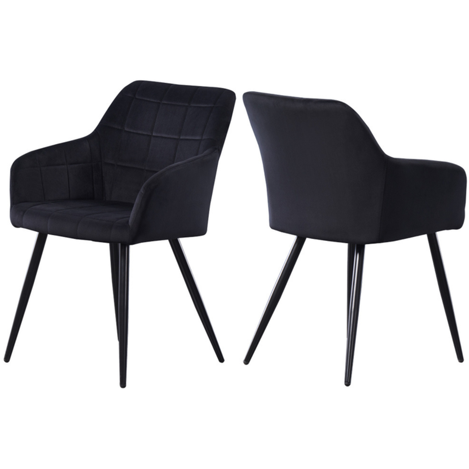 Life Interiors Set Of 2 Camden Velvet Dining Chairs Upholstered For Kitchen Dining Room - Black